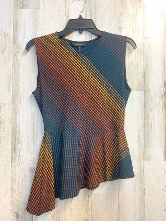 BCBG Tops Size S BLK/RUST/BLU/YEL Checkered SLEEVELESS TOP