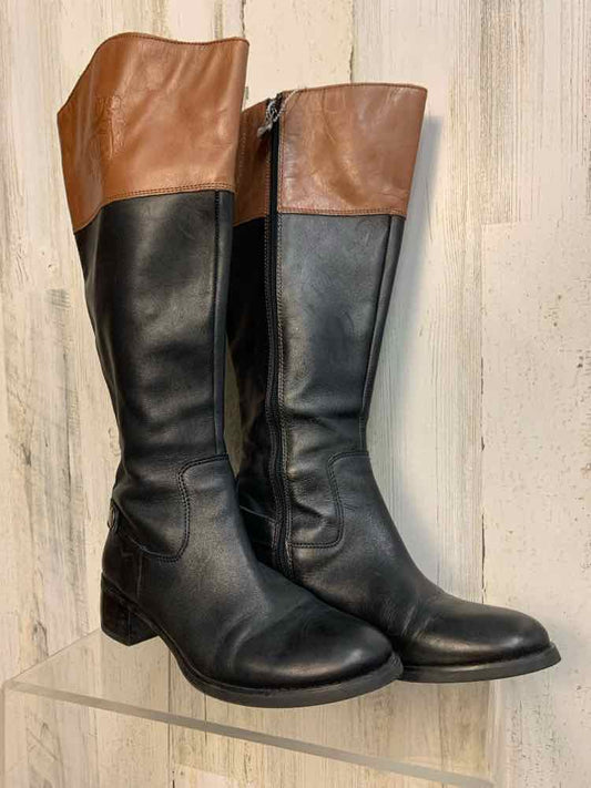 PRE-OWNED ETIENNE AIGNER SHOES 7 BLK/BRN Shoes/WIDE SHAFT BOOTS