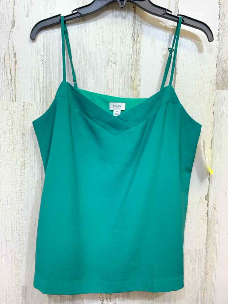 PRE-OWNED JCREW Tops Size 8 Green Solid SPAGHETTI STRAP Blouse