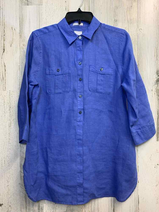 CHICOS Tops Size 0 periwinkle 3/4 LENGTH Shirt