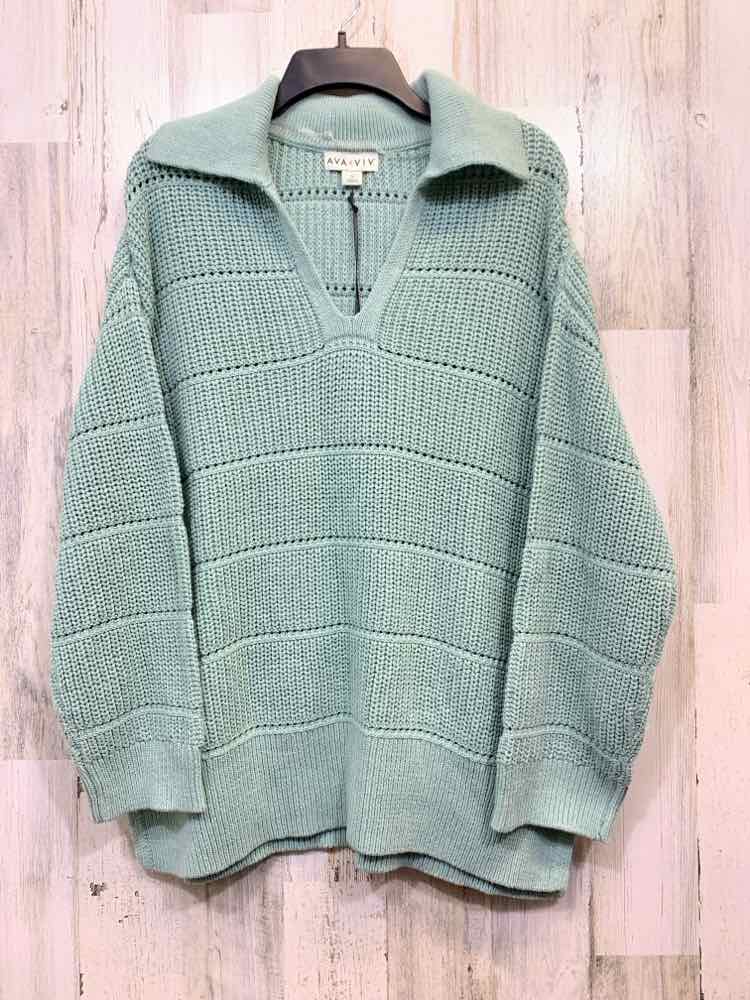 NWT AVA VIV PLUS SIZES Size 1X Green LONG SLEEVES Sweater