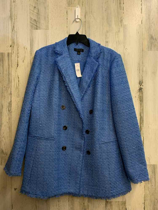 NWT ANN TAYLOR Tops Size 16 LIGHT BLU LONG SLEEVES TOP/FRINGE HEM BLAZER