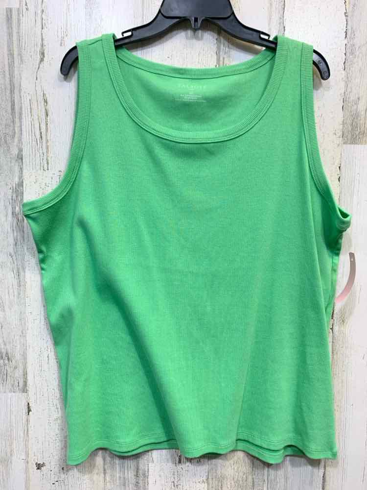 PRE-OWNED TALBOTS PLUS SIZES Size 2X PASTEL GREEN RIBBED TANK TOP Tank Top/PASTE