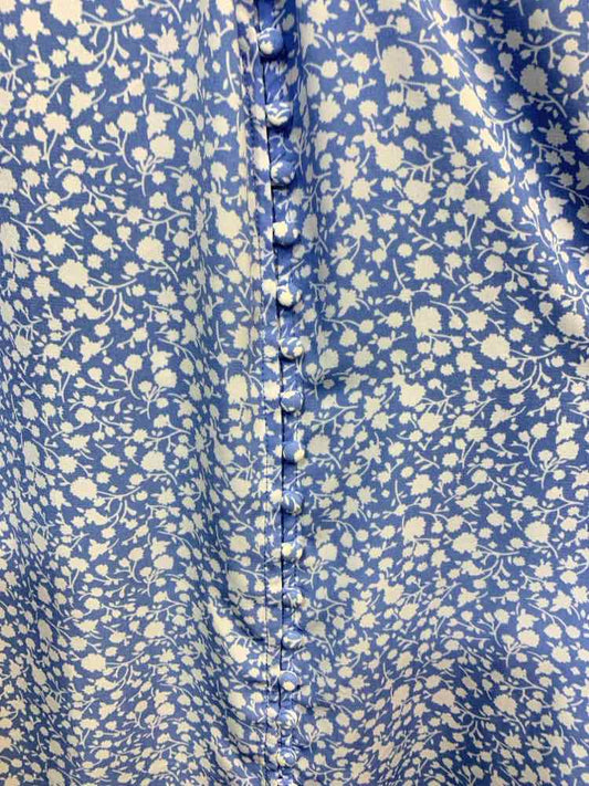 PRE-OWNED MONDAY FUN PLUS SIZES Size 1X WHT/BLU Floral 3/4 SLEEVE/V NECK Blouse
