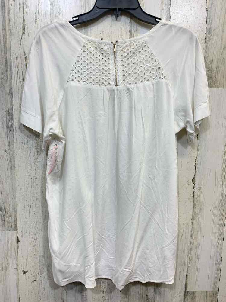 NWT SOLITAIRE Tops Size XL White Eyelet SHORT SLEEVES Blouse