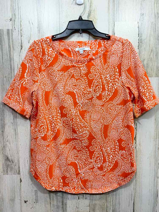 PRE-OWNED CHICO'S/SHORT CUFF-SLEEVE PAISLEY PRINT TEE