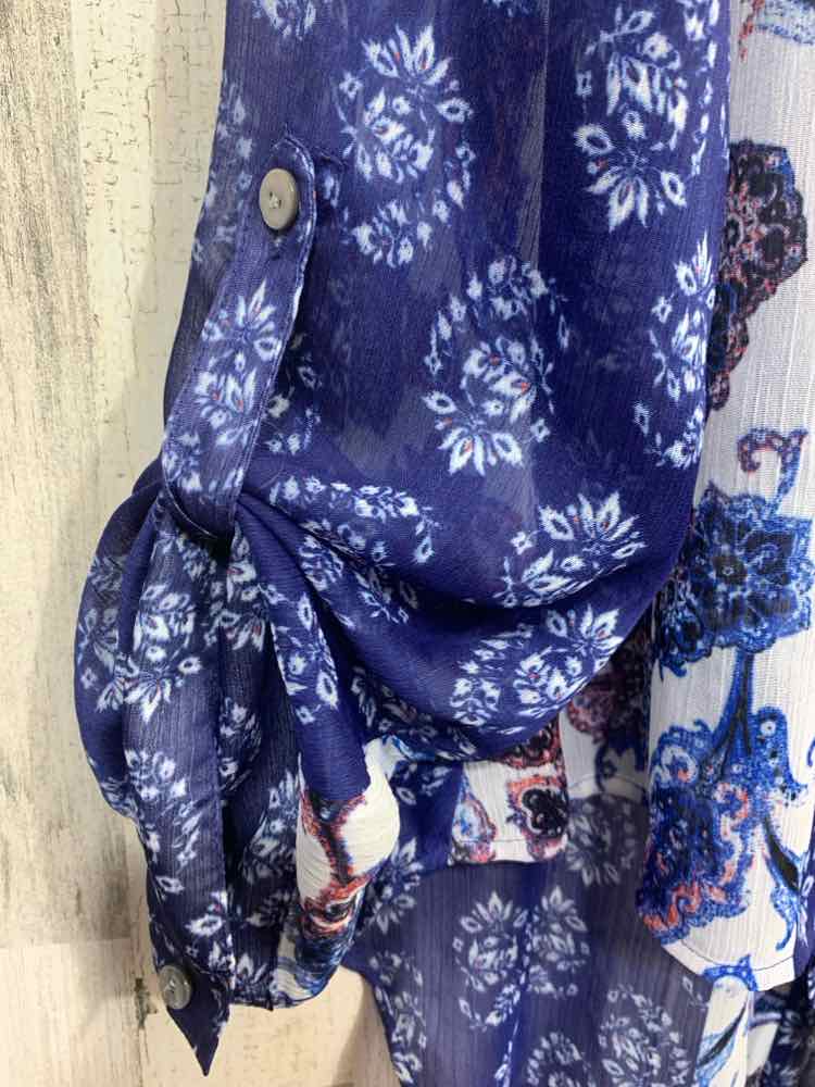 PRE-OWNED CHICO'S/3/4 SLEEVE BUTTON-UP SELF-TIE BOTTOM