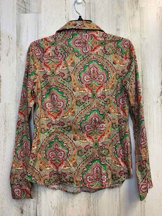 TALBOTS Tops Size 8 LIME/RED/WINE/WHT Paisley LONG SLEEVES Shirt