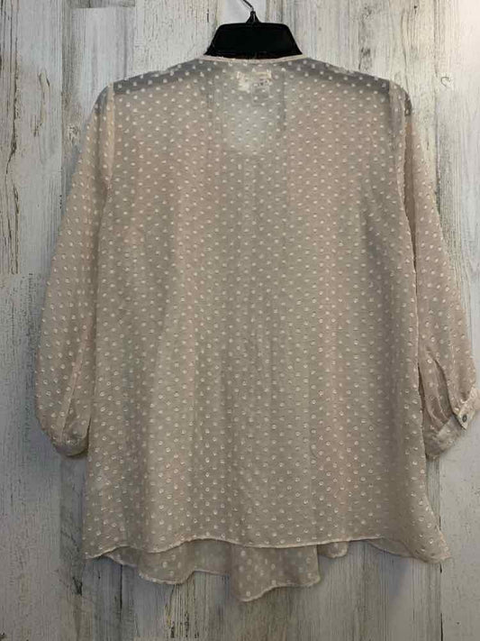SOPHIE MAX Tops Size S Cream SHEER SWISS DOT 3/4 LENGTH TOP