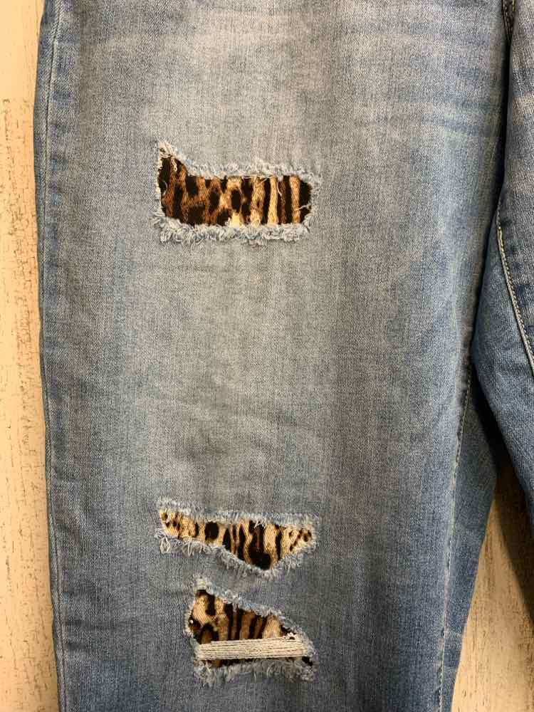 NWT Size 14 INC DENIM BOTTOMS Blue Animal Print MID RISE Pants/BOYFRIEND FIT