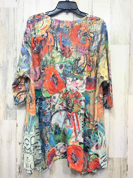 PRE-OWNED ET LOIS PLUS SIZES Size 1X Multi-Color ABSTRACT 3/4 LENGTH Shirt/MULTI
