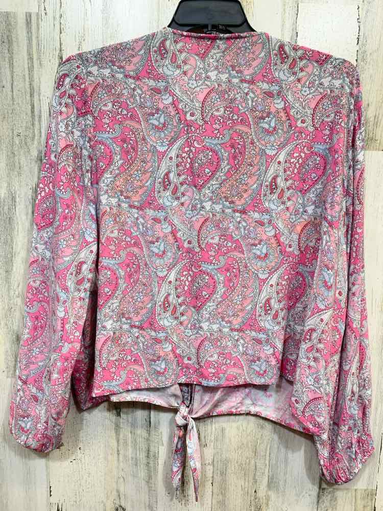 PRE-OWNED CHARLIE B Tops Size XL WHT/PNK FLORAL/PAISLEY 3/4 SLEEVE Shirt