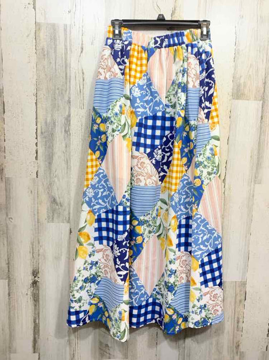 NWT BLU PEPPER M BOTTOMS WHT/BLU/YEL LEMONS MAXI Full SKIRT