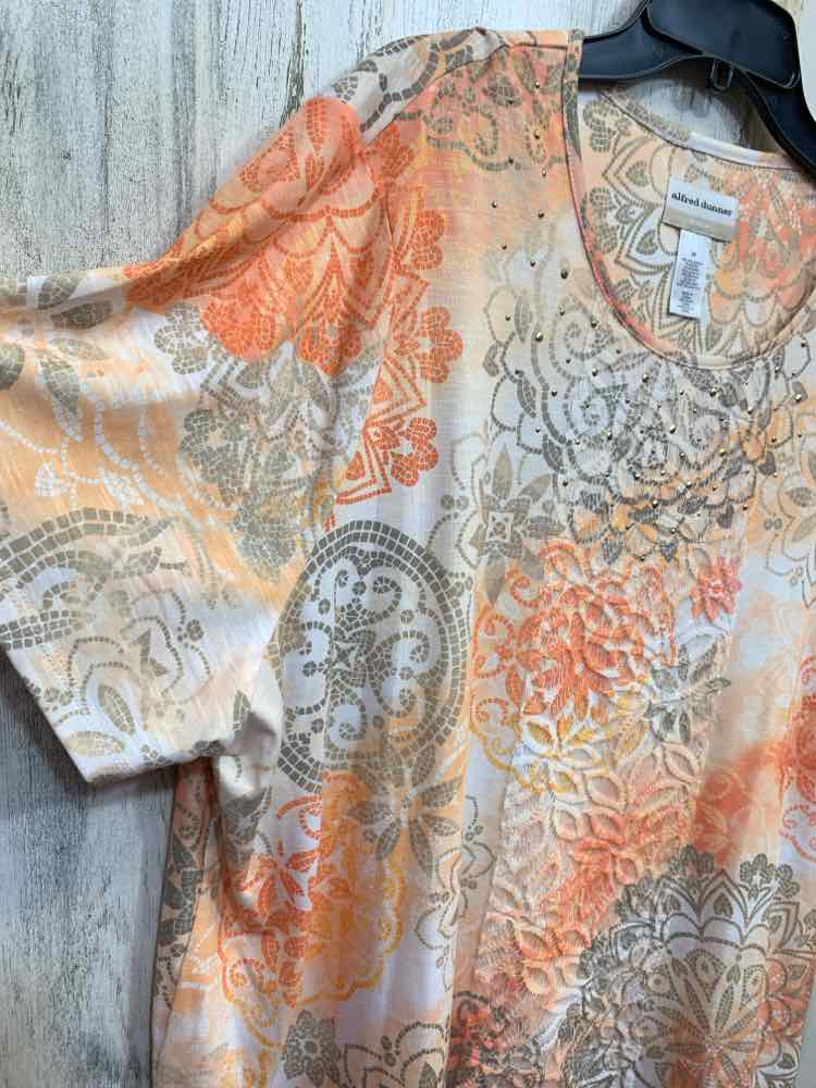 PRE-OWNED ALFRED DUNNER PLUS SIZES Size 3X SHADES OF ORANGE MEDALION Shirt