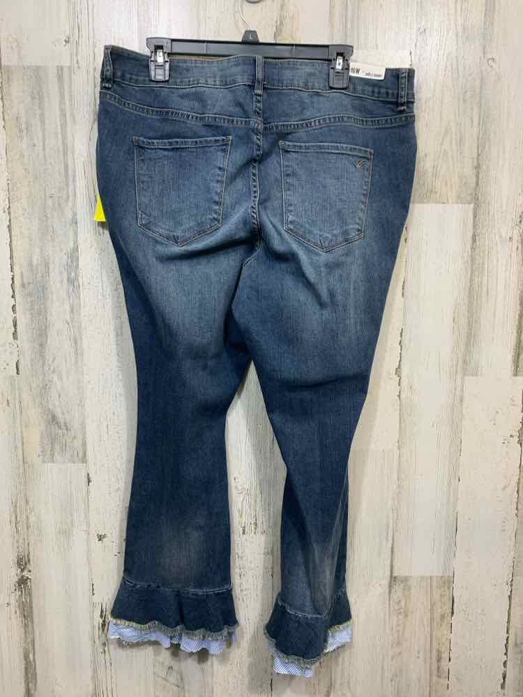 NWT Size 16W WILLIAM RAST/DECORATIVE RUFFLE ANKLE HEM SKINNY CROPPED FLARE PANT