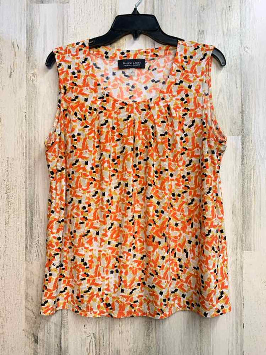 EVAN PICONE Tops Size L ORG/BLK/YEL BLOCKS SLEEVELESS TOP