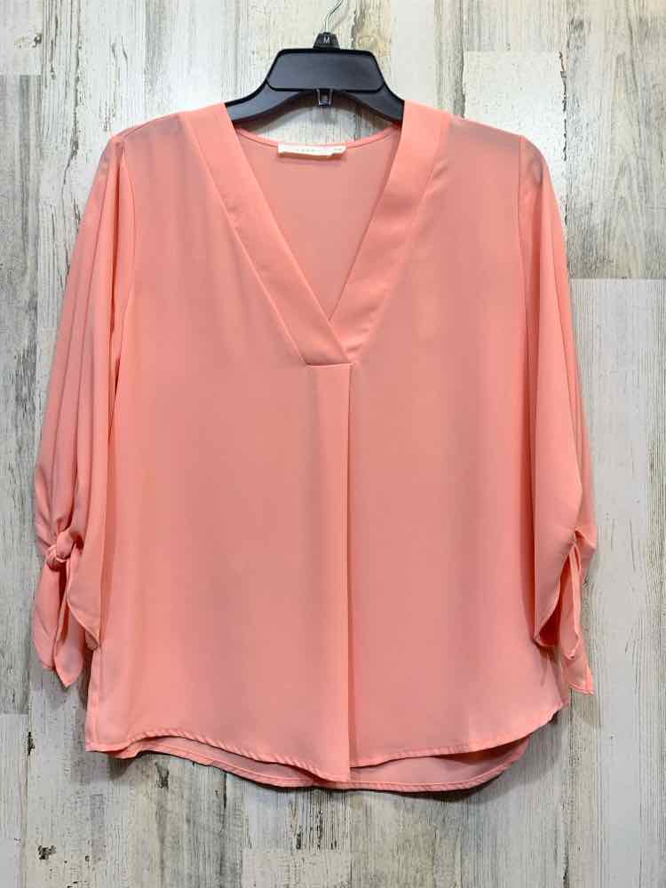 PRE-OWNED LUSH Tops Size S Pink Solid LONG SLEEVE Blouse/PINK TRANSLUCENT LONG S