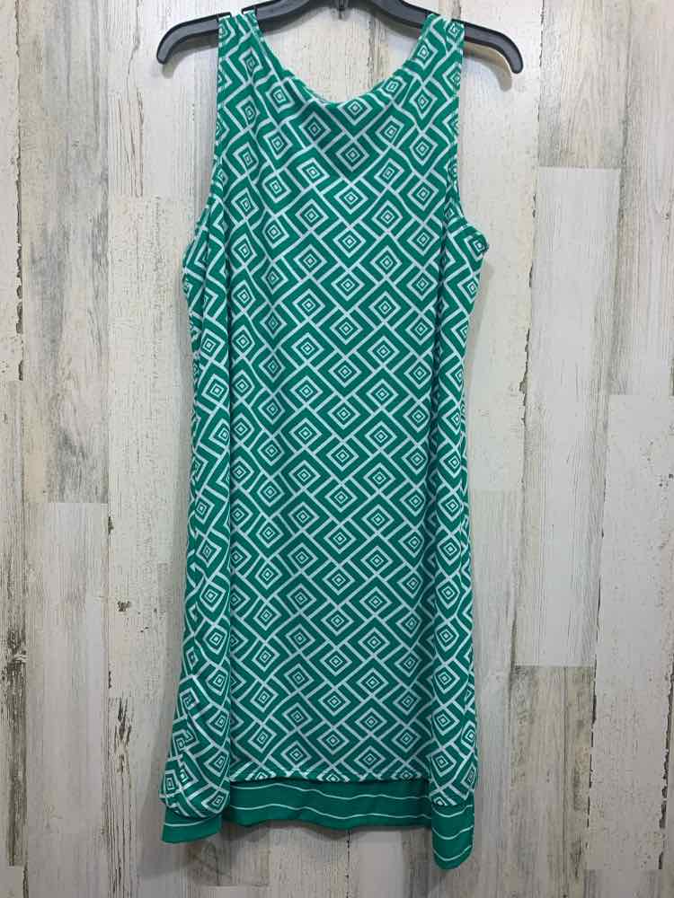 NWT KIM ROGERS Dresses and Skirts Size M GREEN/WHITE DIAMOND SUNDRESS Dress/GREE