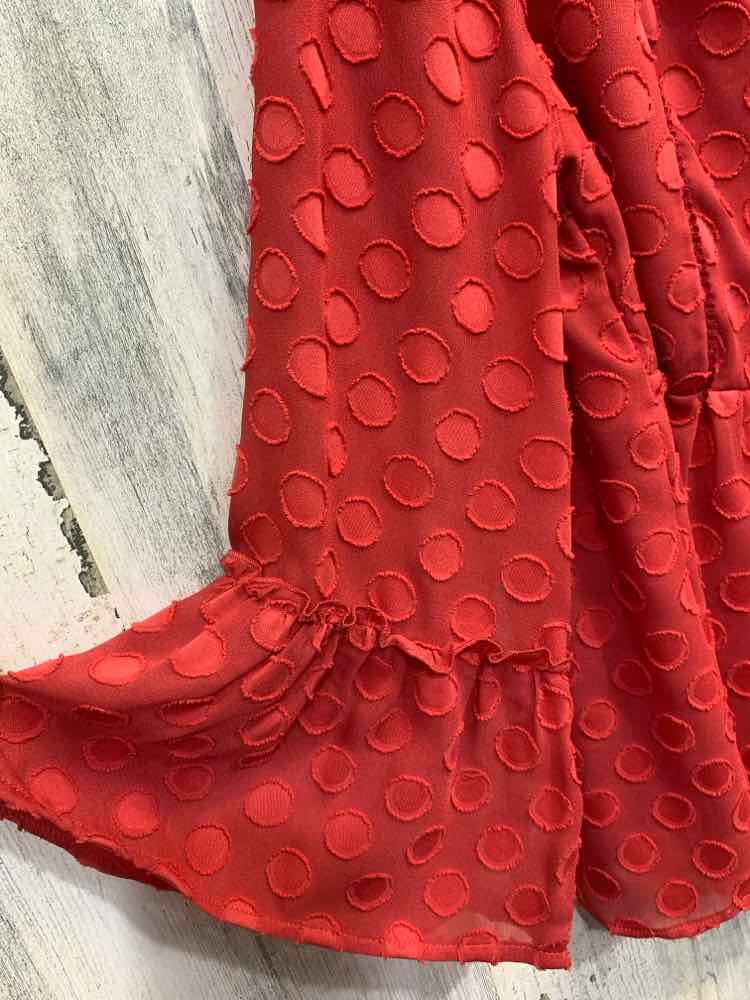 PRE-OWNED SOFT SURROUNDING Tops Size L BRICK SWISS DOT Polka Dot Blouse