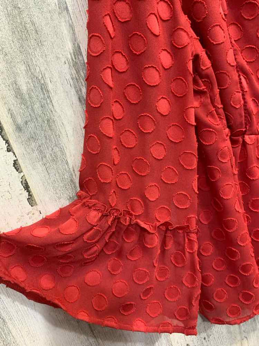 PRE-OWNED SOFT SURROUNDING Tops Size L BRICK SWISS DOT Polka Dot Blouse