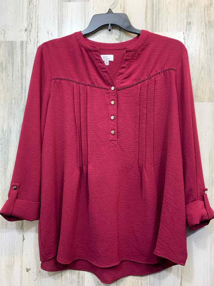PRE-OWNED KIM ROGERS PLUS SIZES Size XXL WINE Solid LONGSLEEVE TOP/WINE COLORED