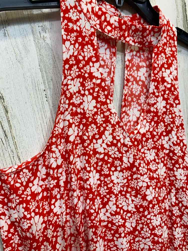 PRE-OWNED OLIVACEOUS Tops Size L RED/WHT Floral FLOWY Blouse