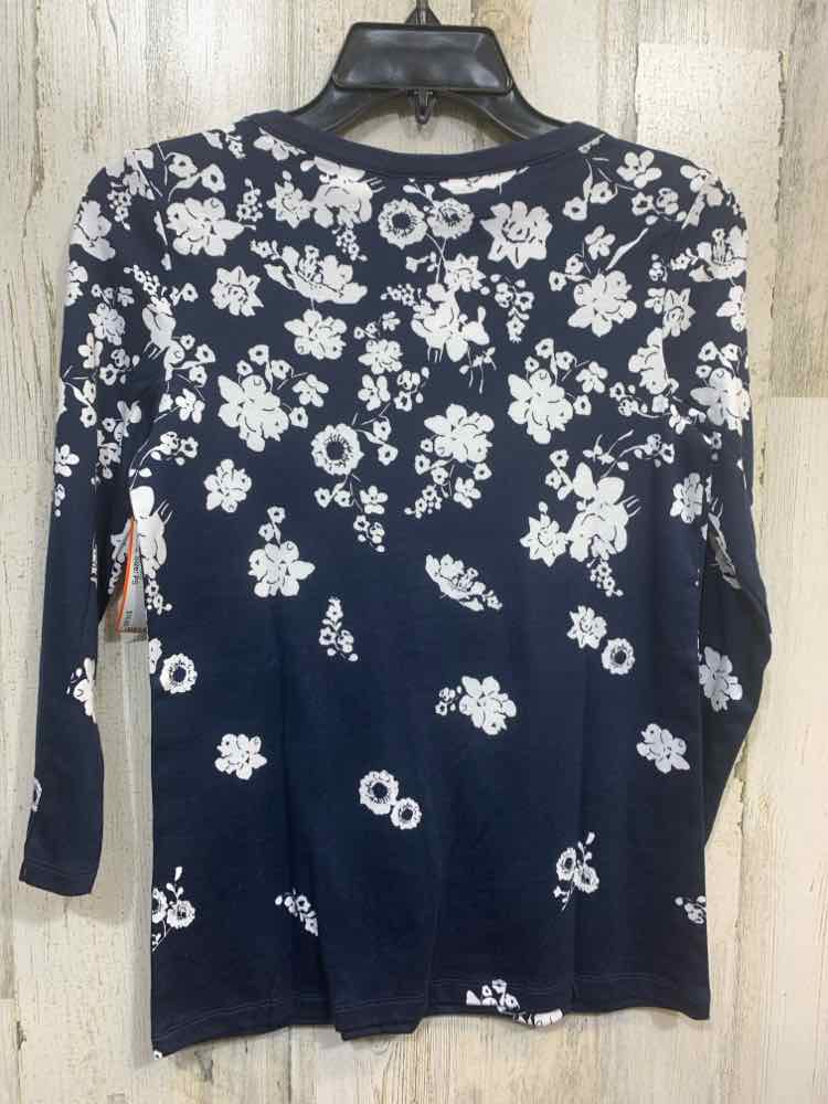 NWT STYLE&CO Tops Size PS NAVY/WHT Floral 3/4 SLEEVE Blouse