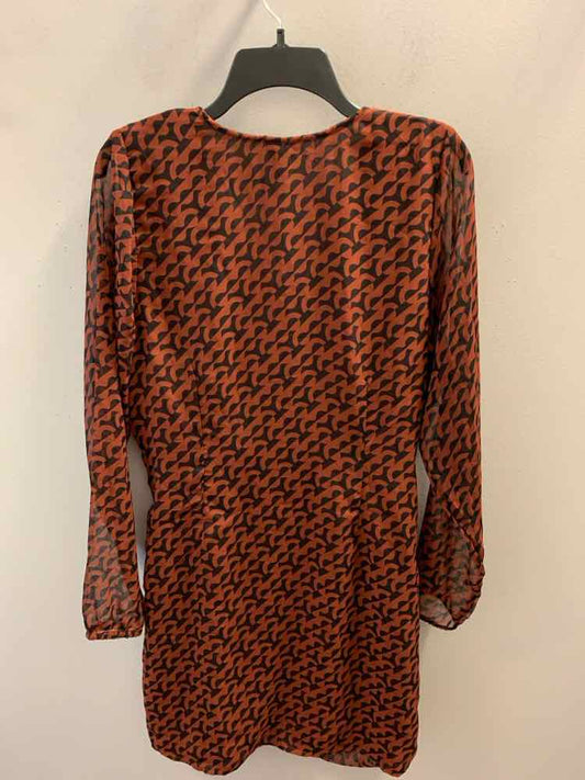NWT A NEW DAY Dresses and Skirts Size XL BRN/BLK SCALLOPED LONG SLEEVES Dress