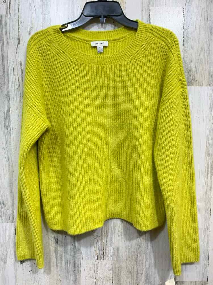 NWT ON 34TH Size M LIME GREEN RIB KNIT LONG SLEEVES/CREW NECK SWEATER