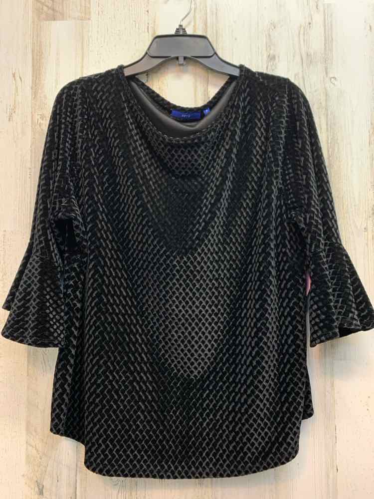 APT. 9 Tops Size XL Black Velour DIAMOND 3/4 LENGTH TOP