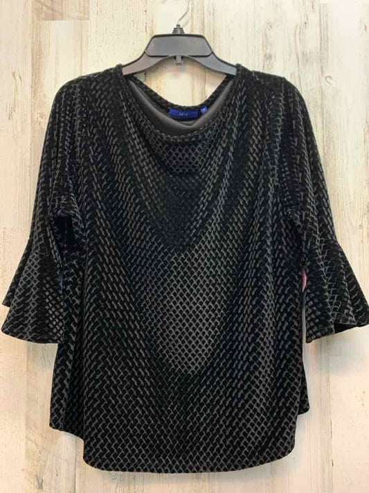 APT. 9 Tops Size XL Black Velour DIAMOND 3/4 LENGTH TOP