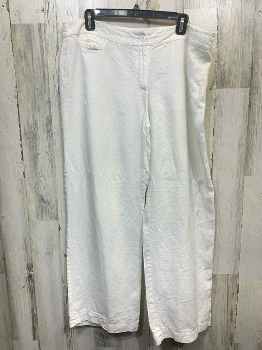 PRE-OWNED Size L EILEEN FISHER BOTTOMS White LINEN WIDE LEG Pants