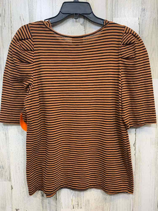 WHOWHATWEAR Tops Size XL BLK/CARAMEL Stripe ELBOW SLEEVE TOP