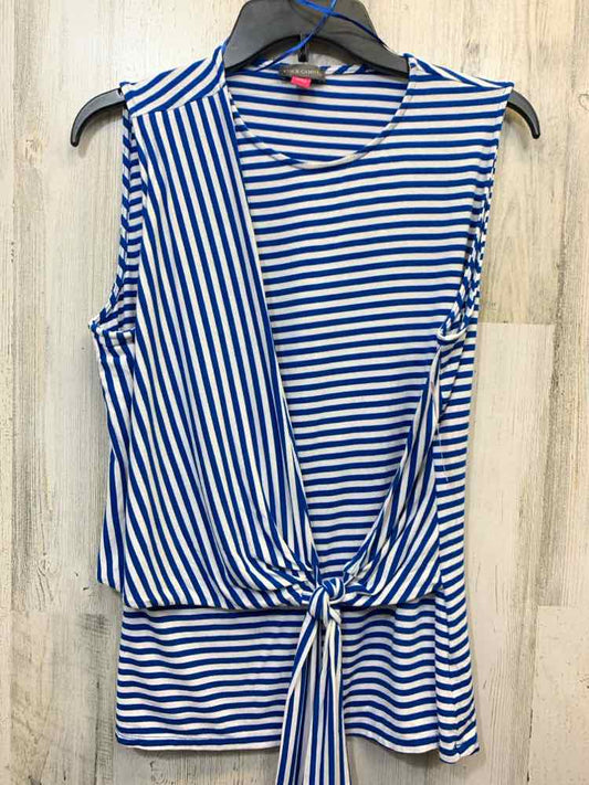 VINCE CAMUTO Tops Size L BLU/WHT Stripe SLEEVELESS TOP