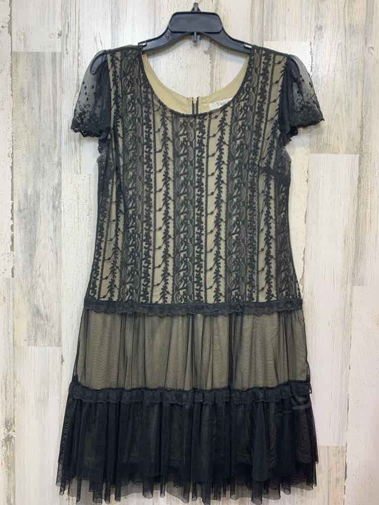 PRE-OWNED pinky Dresses and Skirts Size M BLACK/BEIGE Lace A-LINE TOP/BLACK/BEIG