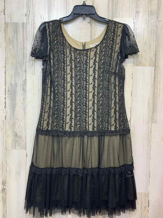 PRE-OWNED pinky Dresses and Skirts Size M BLACK/BEIGE Lace A-LINE TOP/BLACK/BEIG