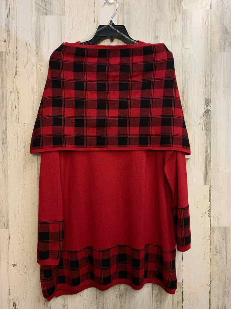 PRE-OWNED LETY & ME PLUS SIZES Size 3X Red Plaid LONG SLEEVES TOP/TOP+SCARF