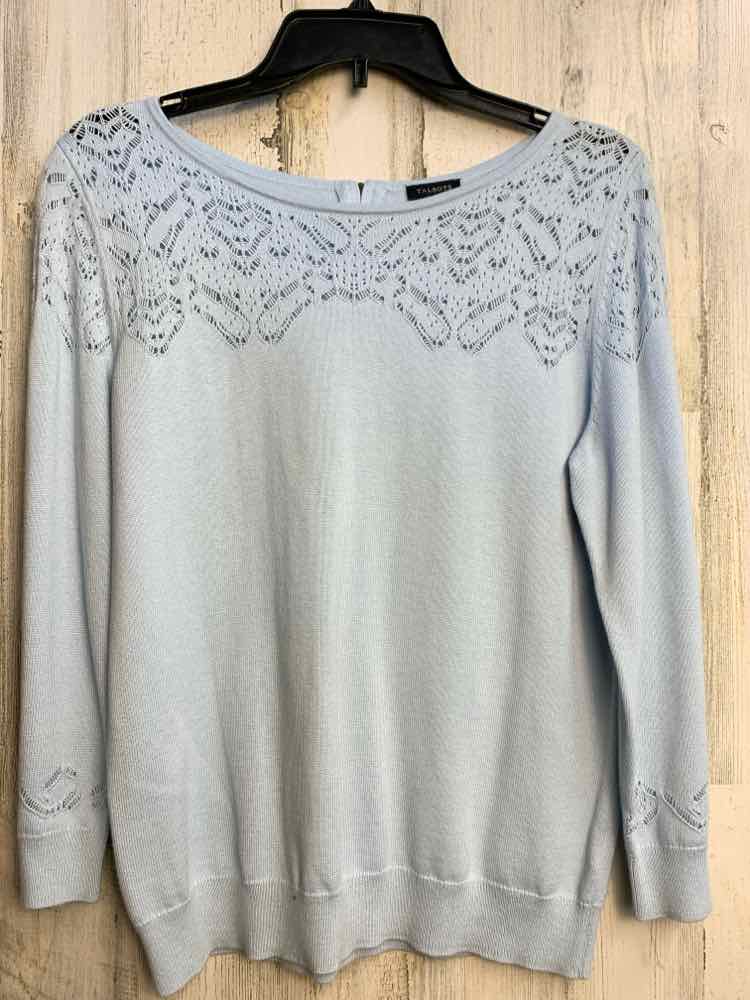 PRE-OWNED TALBOTS Tops Size M LIGHT BLU LONG SLEEVES TOP/CROCHET NECKLINE