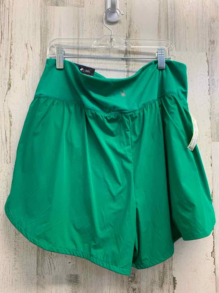 NWT Size L SPYDER BOTTOMS Green Solid HIGH WAIST Shorts