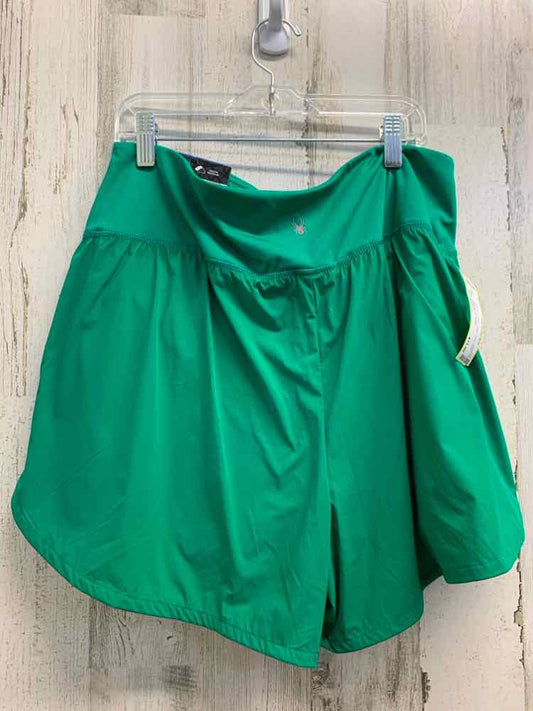NWT Size L SPYDER BOTTOMS Green Solid HIGH WAIST Shorts
