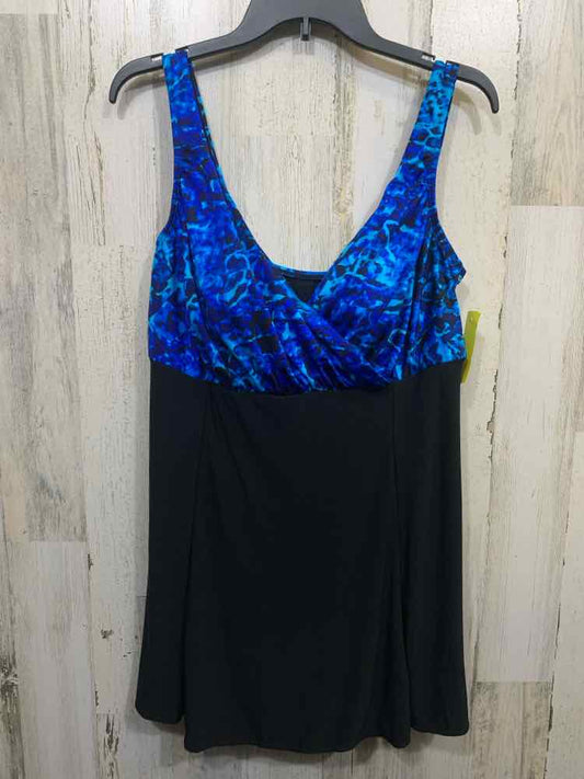 PRE-OWNED GREAT LENGTHS Swimwear Size 16 BLUE/BLACK DRESS /BUILT IN BRA