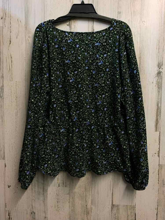 MICHAEL KORS Tops Size XL BLK/GRN/BLU Floral PEPLUM TOP