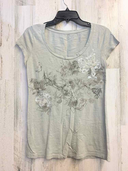 LOFT Tops Size S GRAY/GREEN CAP SLEEVE TOP