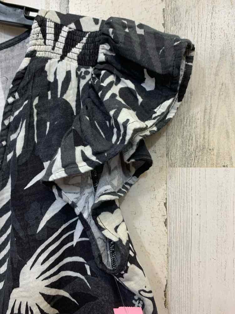 NWT WONDERLY Tops Size L GRAY/WHITE TROPICAL SHORT SLEEVES Shirt/SHORT SLEEVE TR