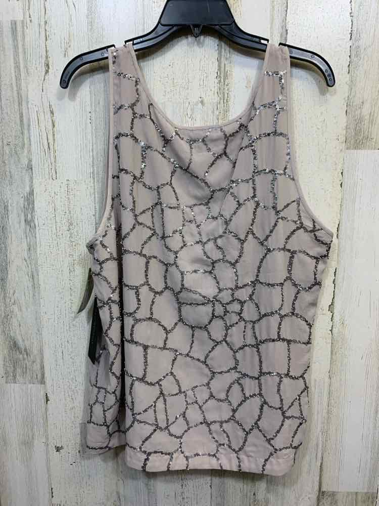 NWT DONNA KARAN Tops Size XL Gray NET SCOOP NECK /SEQUIN DETAIL TANK STYLE