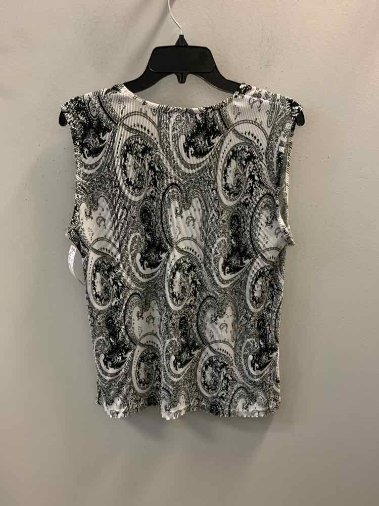 CROFT & BARROW Tops Size XL BLK/WHT Paisley SLEEVELESS TOP