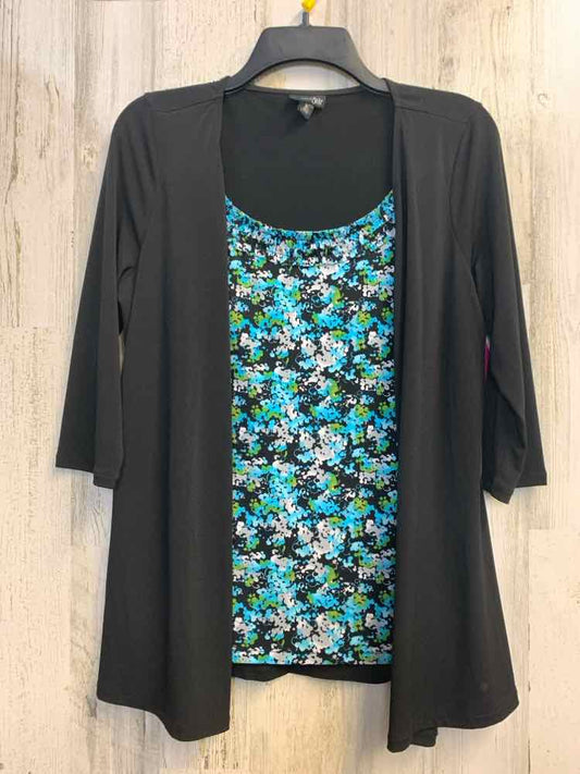 EAST 5TH Tops Size PL BLK/BLUE/GRN Floral 3/4 LENGTH TOP