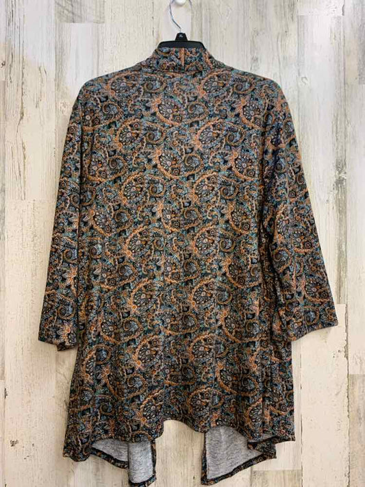 NWT NY COLLECTION PLUS SIZES Size 3X BLK/BRN/GRN Paisley 3/4 LENGTH TOP