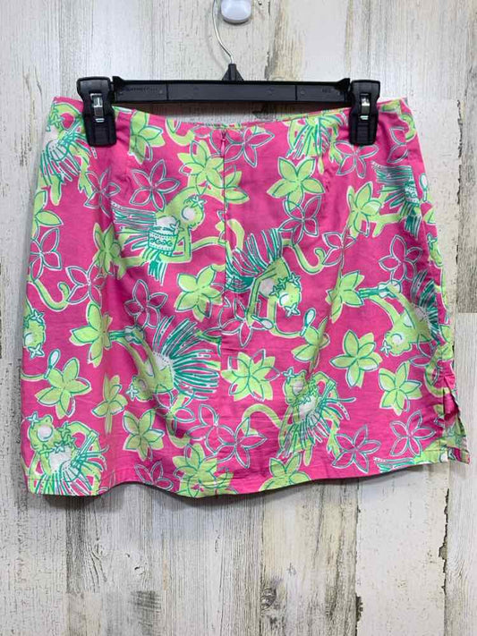 PRE-OWNED LILLY PULITZER 2 BOTTOMS WHT/GRN/PNK Floral/VINTAGE W/MONKEY TRIM Mini