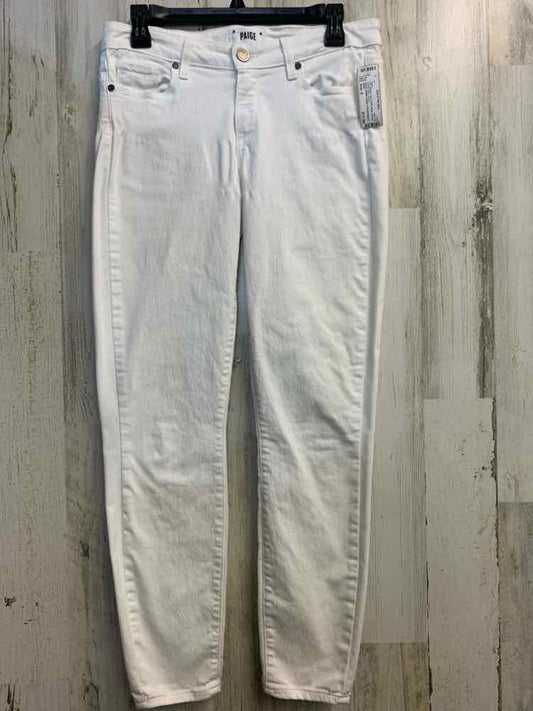 PRE-OWNED Size 8 PAIGE BOTTOMS White Denim DENIM Solid JEANS Jeans/WHITE DENIM J
